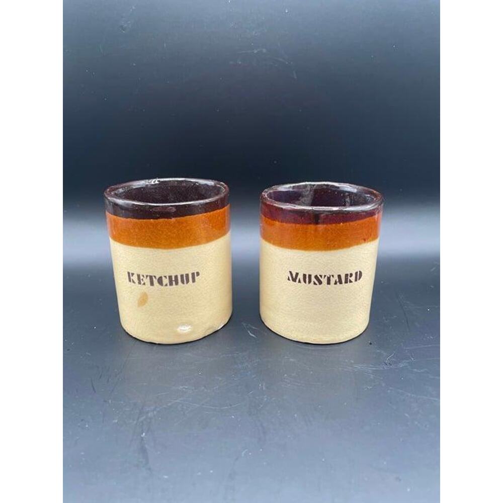 Gailstyn-Sutton Stoneware Ketchup and Mustard Jars Made in Taiwan